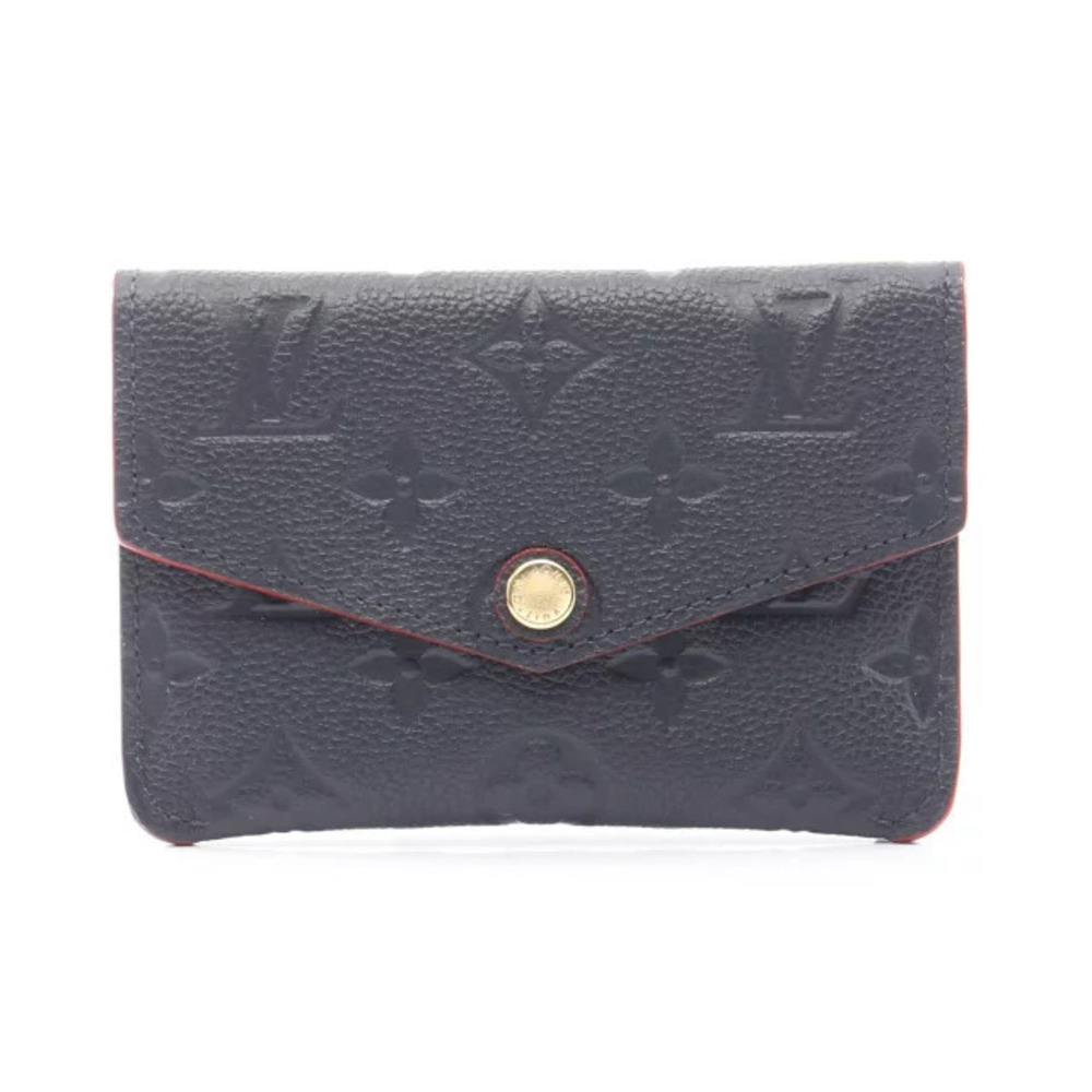 Louis Vuitton Pochette coin case Wallet Leather Monogram Empreinte Navy Blue Red